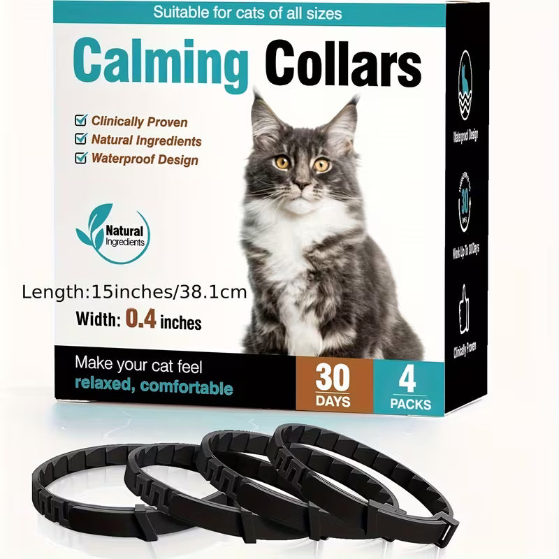 Vita Paws Calming Pheromone Collars for Cats – Set of 4 Stress & Anxiety Relief Collars for Cats