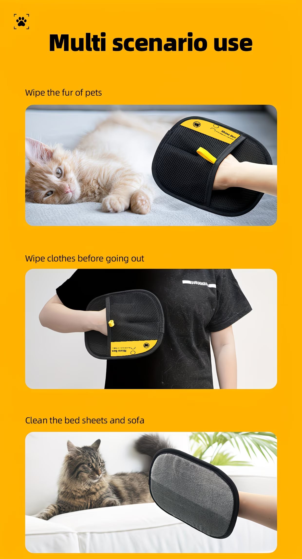 Vita Paws Pet Deshedding Gloves – 2 Piece Set Dual-Directional Grooming Gloves for Cats & Dogs
