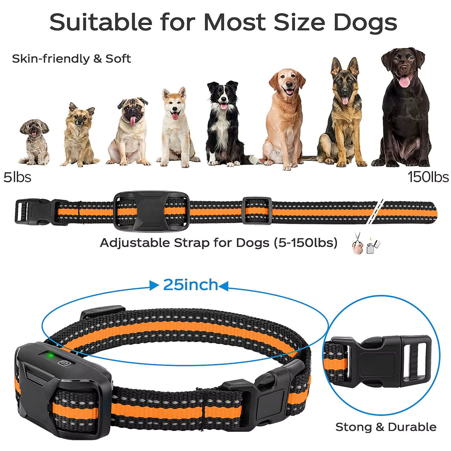 3300FT Waterproof Electric Dog Training Collar – Remote Control Shock & Vibration Trainer for Dogs 2.5kg–55kg
