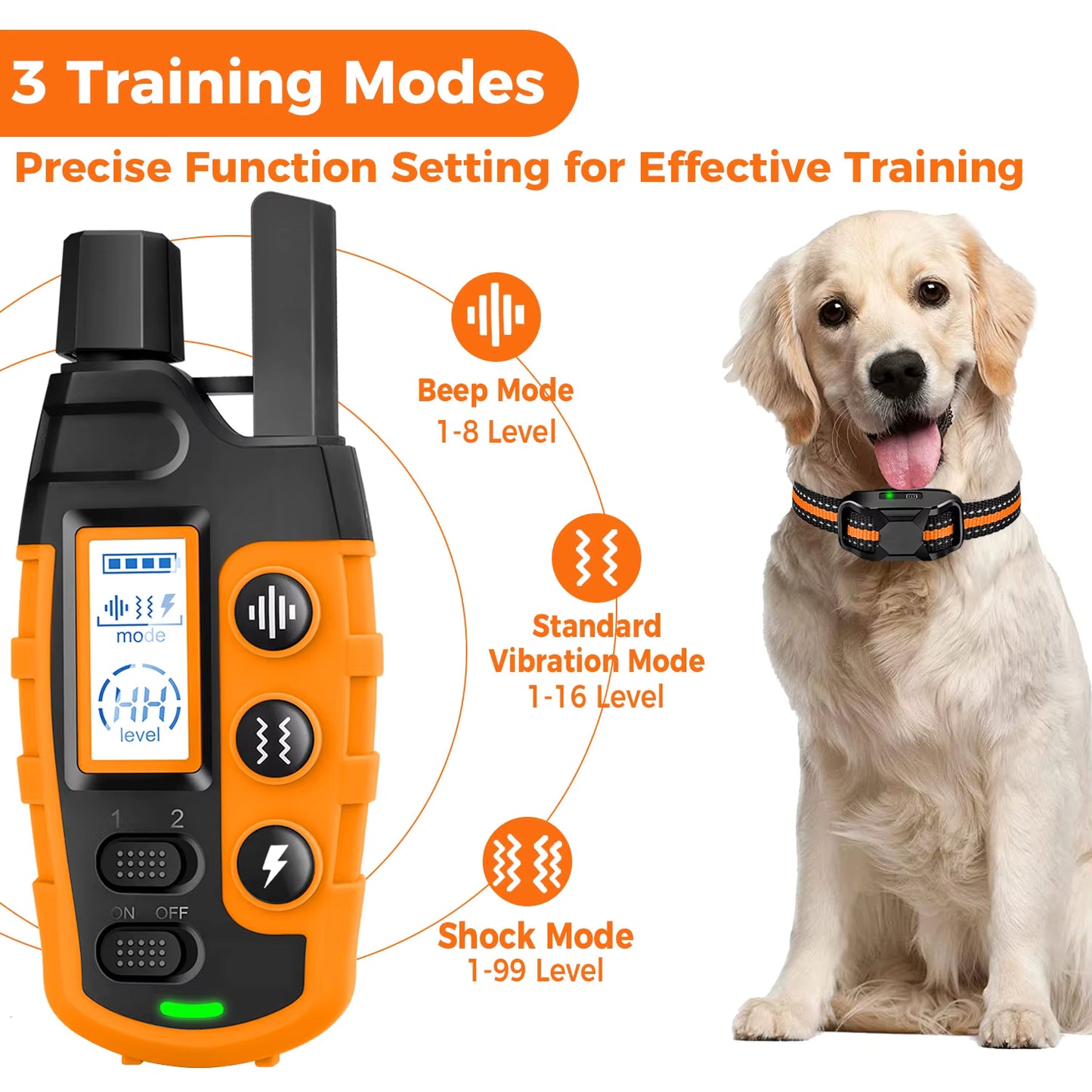 3300FT Waterproof Electric Dog Training Collar – Remote Control Shock & Vibration Trainer for Dogs 2.5kg–55kg