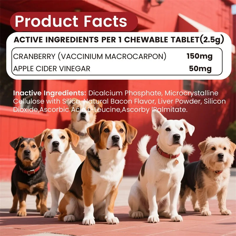 Vita Paws Cranberry Support for Dogs Urinary Tract & Bladder Health Formula. 100 CHEWABLES