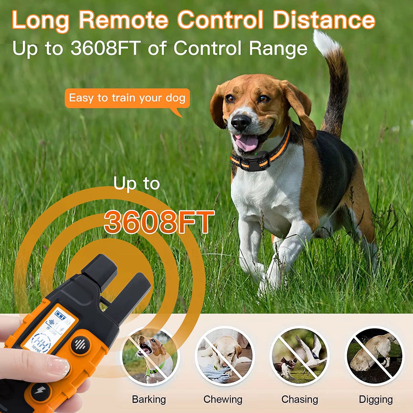 3300FT Waterproof Electric Dog Training Collar – Remote Control Shock & Vibration Trainer for Dogs 2.5kg–55kg