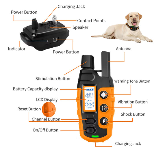 3300FT Waterproof Electric Dog Training Collar – Remote Control Shock & Vibration Trainer for Dogs 2.5kg–55kg
