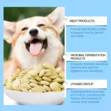 Multivitamin Supplement Tablets for Dogs and Cats, Meat Essence Formula, Vision Support, Strong Bones, Energy Metabolism Boost